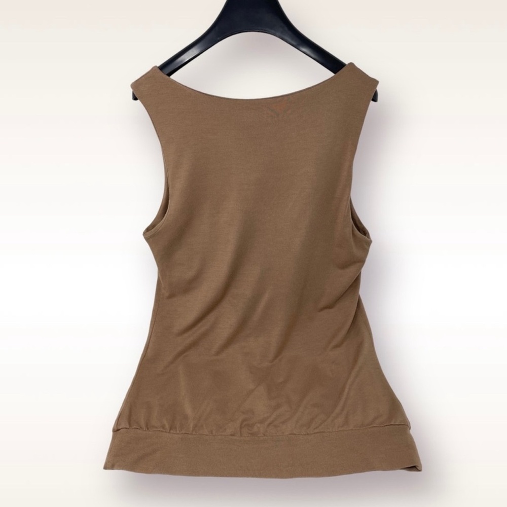 ParkBravo Scoop Neck Elegant Brown Sleeveless Top | Tank Top - Picture 5 of 8
